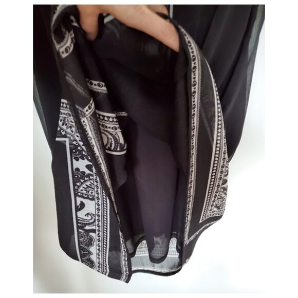 Old Navy Flowy Black & White Sleeveless V-Neck Maxi Dress w Elastic Waist Size M - Picture 8 of 10